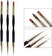 Набір кистей для моделювання нігтів Lpnails + лайнер 3 штEStyle