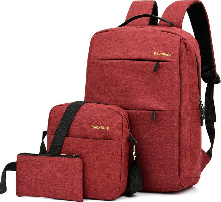 Універсальний дорожній набір MADORU рюкзак, сумка, гаманець, червонийEStyle