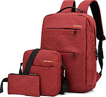 Універсальний дорожній набір MADORU рюкзак, сумка, гаманець, червонийEStyle