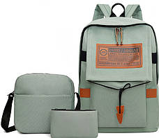 Універсальний набір MADORU для міста та школи рюкзак, сумка, гаманець, зеленийEStyle