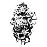 Временная татуировка Шхуна в пиратском стиле