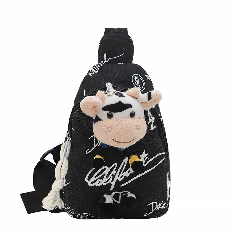 Дитяча нагрудна сумка рюкзак Lesko A-407 Cow Black на одне відділення з ремінцем (12206-67757)