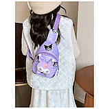 Дитяча сумка Lesko TD-34 Kuromi Purple з аніме через плече на одне відділення з ремінцем (12213-67782), фото 3