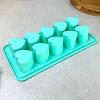 Форма для льоду/цукерок силіконова Сердечка 10 комірок, форма для цукерок (1957)