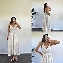 Літнє плаття без рукавів вільного крою міді з креп-жатка розміри норма, фото 3