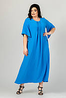 Голубое летнее платье в большом размере длинное