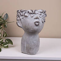 Статуетка-кашпо з бетону голова з бюстом в квітах 25 см