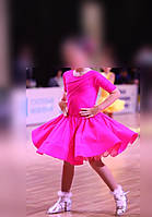 Ярко- розовое платье для бальних танцев Модель №015