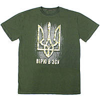Тактична футболка хакі з написом та принтом Герб тризуб Чоловіча футболка з українською символікою