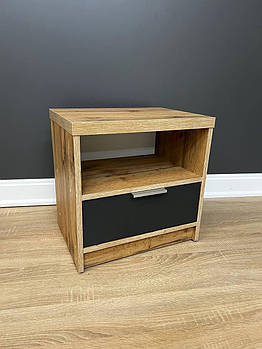 Тумба приліжкова 45/45/32 см ящик та відкрита полиця Дуб аппалачі з антрацит