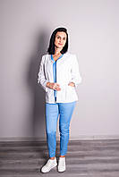 Жіноча медична куртка з флісовою підкладкою біла, одяг для медичного персоналу р.44
