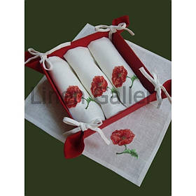 Комплект столовий цукерниця-хлібниця "Маки" + 4 серветки