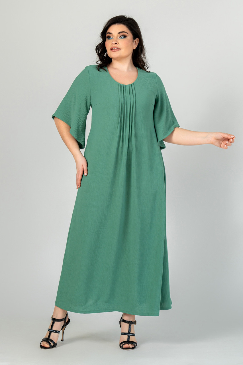 Сукня довга у великому розмірі з широкими рукавами з кишенями