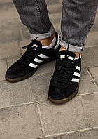Adidаs мужские весенние/летние/осенние черные кроссовки на шнурках.Демисезонные мужские замшевые кроссы