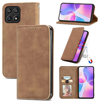 Чохол-книжка Skin Feel Leather Wallet для Honor X8a Brown