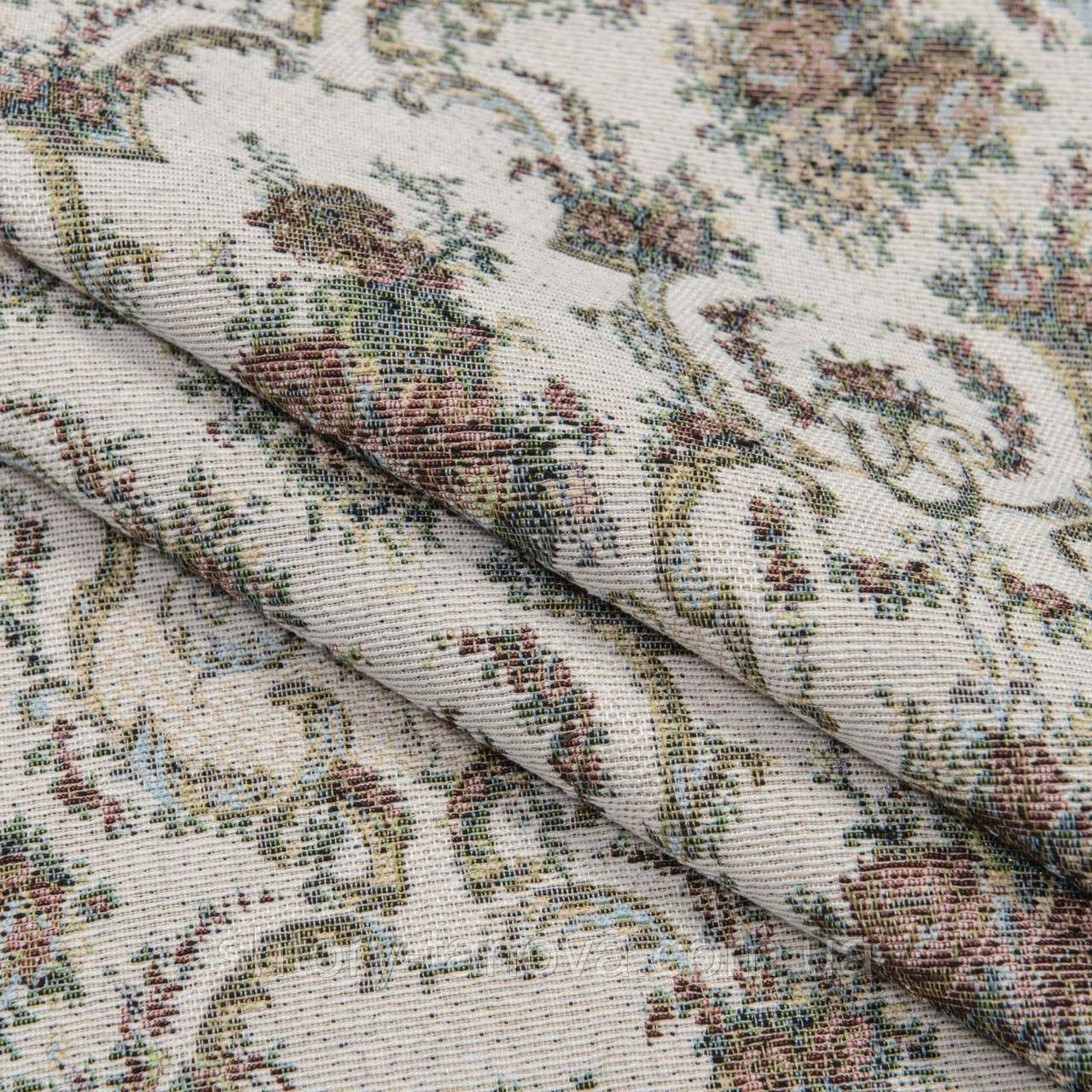 Супергобелен Вензель букетик молочний бордо, фото 1