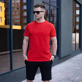 Футболка чоловіча червона молодіжна повсякденна на хлопця стильна однотонна спортивна футболка