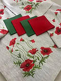 Вишитий столовий комплект "Маки" (Скатертина 2,0м.* 1,40м. + 6 серветок), фото 3