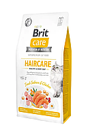 Сухой корм Брит Brit Care Cat GF Haircare Healthy&Shiny Coat с лососем и курицей, 2 кг