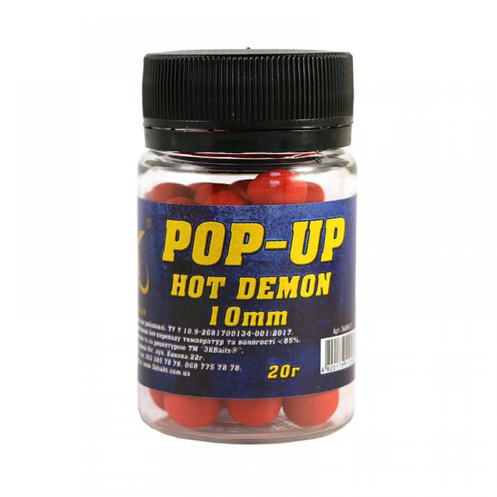 Бойли 3k Baits Pop-Up 10мм 20г Hot Demon, фото 1