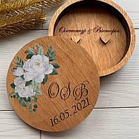 Підставка під обручки на розпис, весільна коробка для обручок, дерев'яна коробочка з іменами на весілля, коробка з гравіюванням