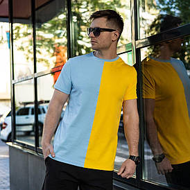 Футболка мужская молодежная яркая двухцветная повседневная на парня стильная спортивная качественная футболка