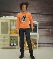 Костюм одежда для Кена, джинсы и свитер с длинным рукавом оранжевый