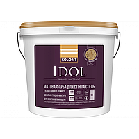 Фарба латексна інтер'єрна матова для стін та стелі Kolorit Idol  біла 9л