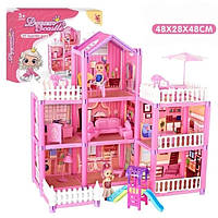 Кукольный дом Dream Castle 3 этажа с ограждением , горкой и аксессуарами 48 х 28 х 48 см (456687)(DSJ 55)