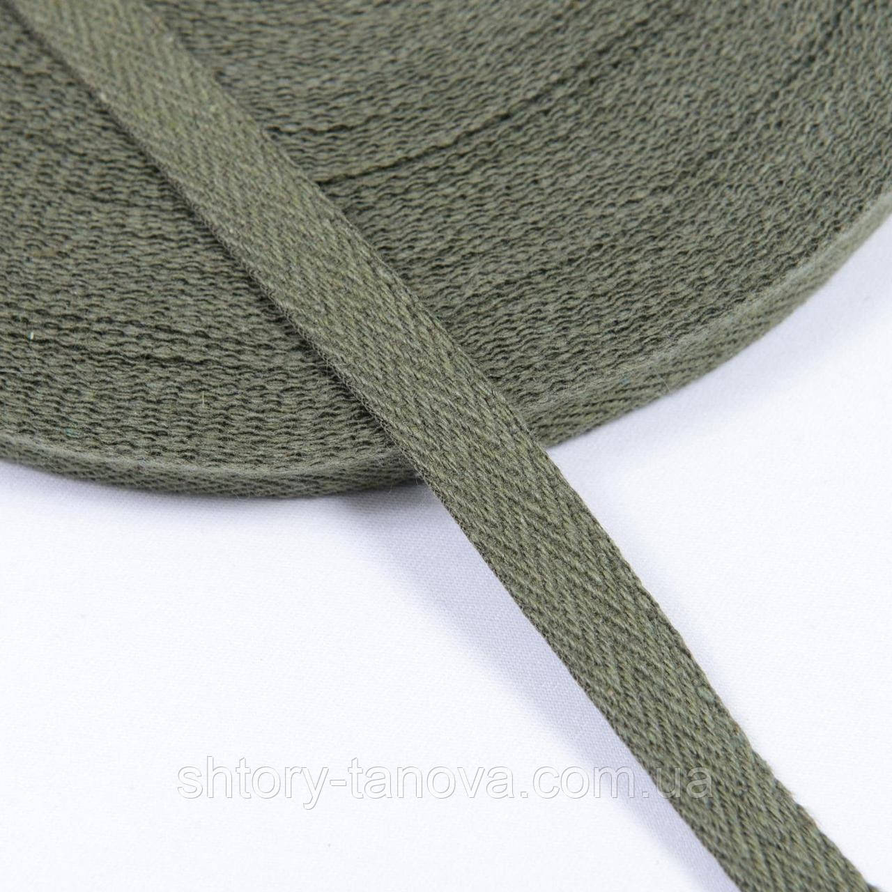 Декоративна кіперна стрічка ялинка колір хакі 15 мм, фото 1