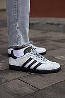 Adidas Gazelle чоловічі осінь/весна/літо сірі кросівки на шнурках.Демісезонні сірі замшеві кроси
