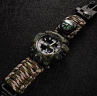 Тактические часы для военного с паракордовым ремешком Besta Military, военные часы с гравировкой + подсветка