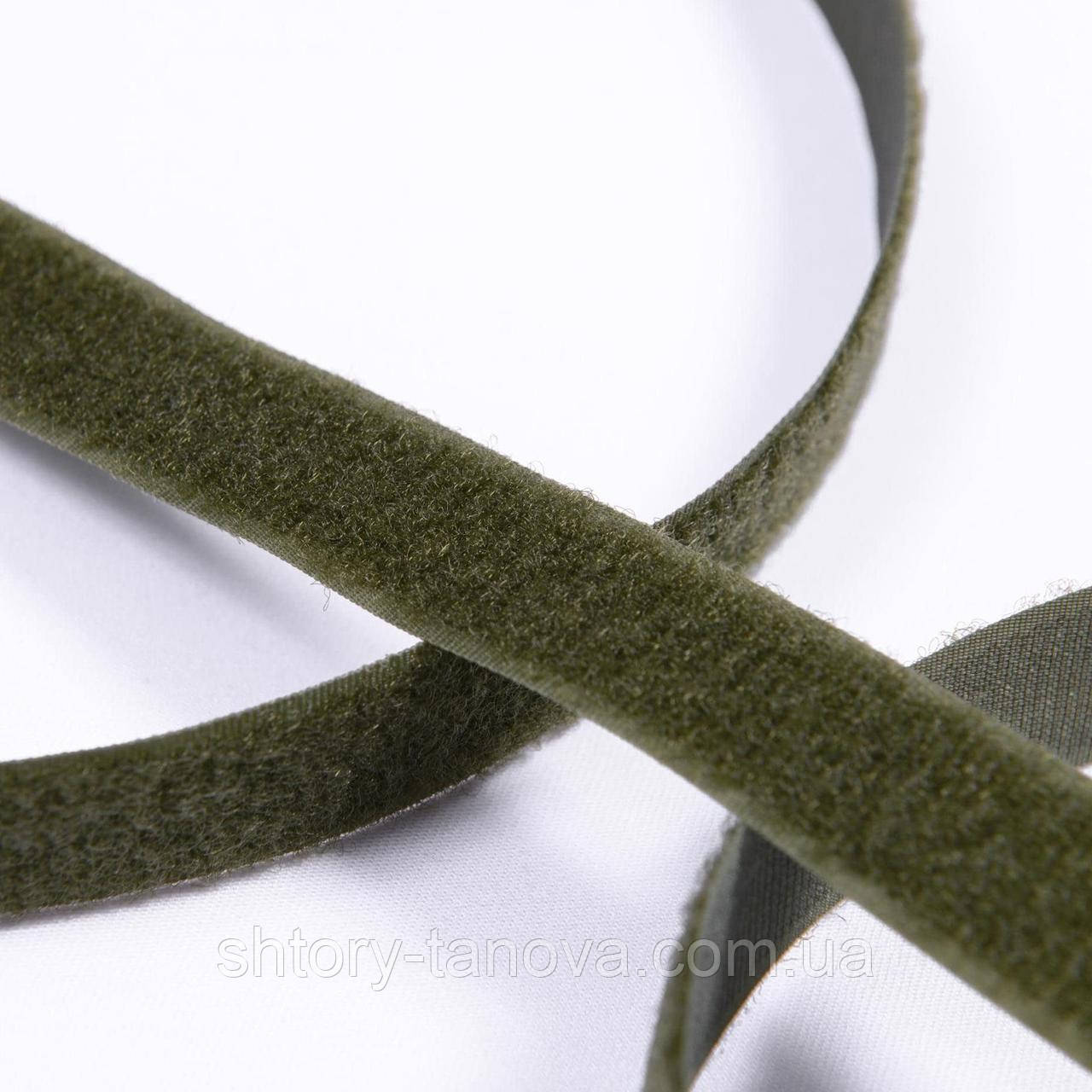 Липучка Велкро пришивна м'яка частина колір хакі/мілітарі 20мм/25м, фото 1