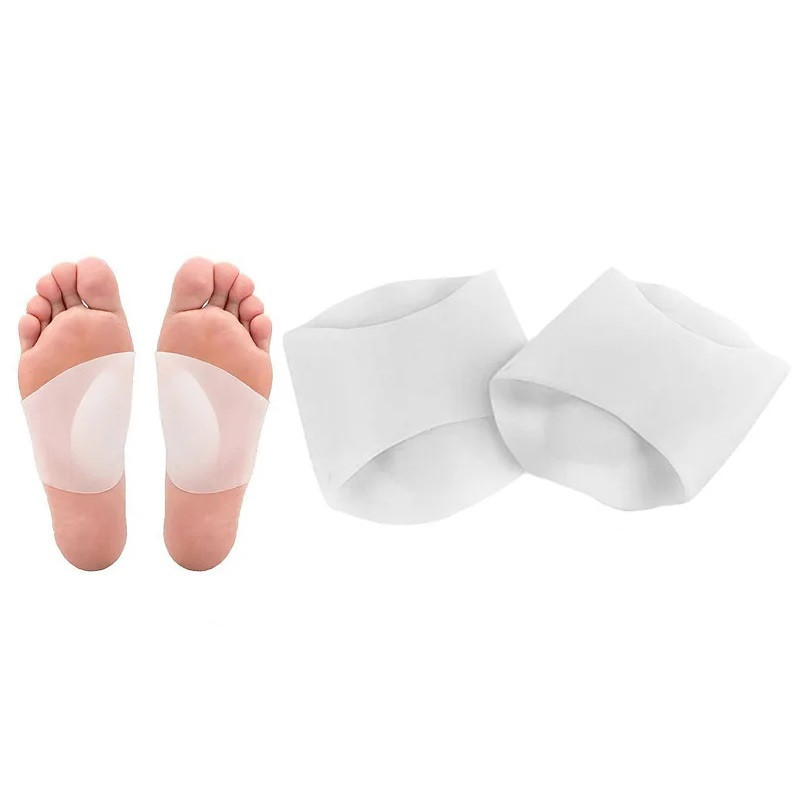 Силіконові ортопедичні супінатори під склепіння стопи білі 1 пара. Ортопедичні напівустілки для стопи, фото 1