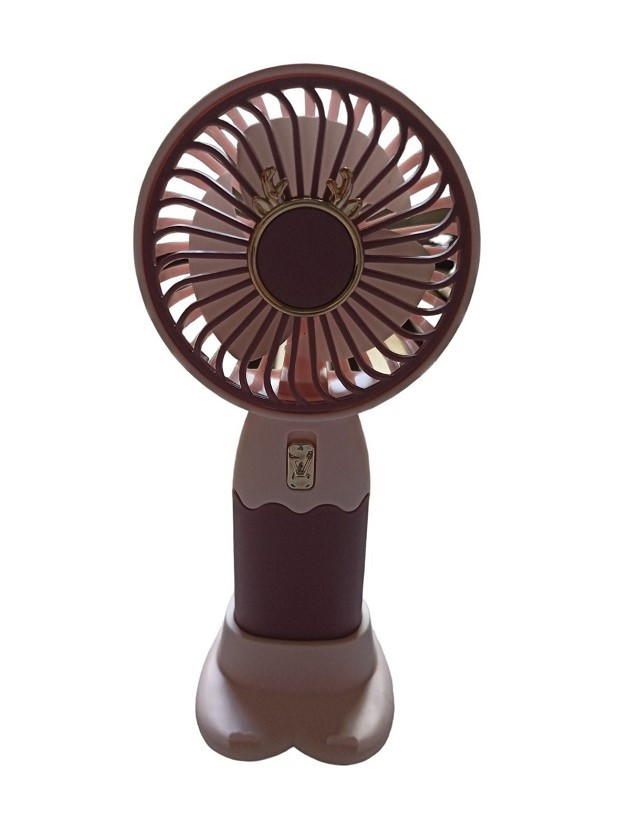 Вентилятор ручний акумуляторний Mini Fan ZB088C з підставкою та USB-зарядкою (54540R-E) Бордово-рожевий