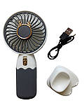 Вентилятор ручний акумуляторний Mini Fan ZB088C з підставкою та USB-зарядкою (54540G-E) Сіро-білий, фото 4