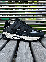 Adidas мужские весенние/летние/осенние черные кроссовки на шнурках.Демисезонные черные мужские кожаные кроссы