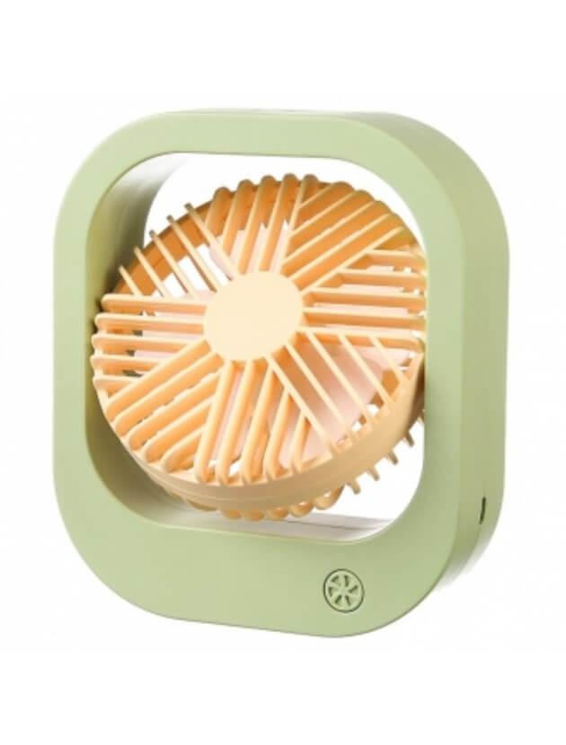 Вентилятор настільний акумуляторний DianDi Fashion Fan SQ 2177A з USB-зарядкою (54547G-E) Салатовий з жовтим