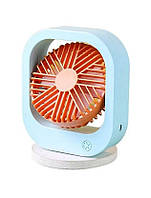 Вентилятор настольный аккумуляторный DianDi Fashion Fan SQ 2177A с USB-зарядкой (54547B-E) Голубой с оранжевым