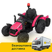 Електромобіль Трактор з причепом дитячий (2 мотори по 45W, 12V9AH, пульт 2,4G, MP3) Bambi M 4573EBLR-8 Рожевий