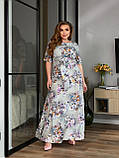 Жіноча довга сукня з квітковим принтом Тканина софт віскоза Розміри 48,50,52,54,56,58, фото 4