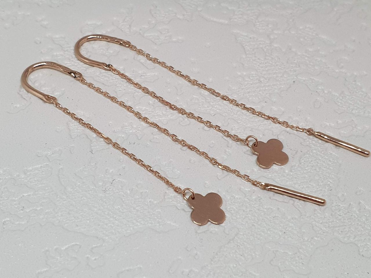 Золоті сережки-протягання Конюшина. 1С331/00Б