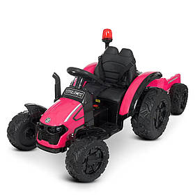 Електромобіль Трактор з причепом дитячий (2 мотори по 45W, 12V9AH, пульт 2,4G, MP3) Bambi M 4573EBLR-8 Рожевий