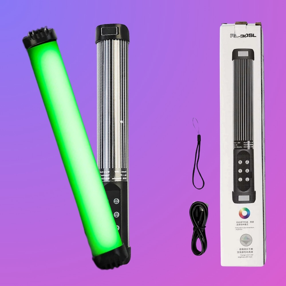 Бездротове світлодіодне відеосвітло RGB RL-30SL світлодіодна акумуляторна лампа стік для фото та відео, фото 1