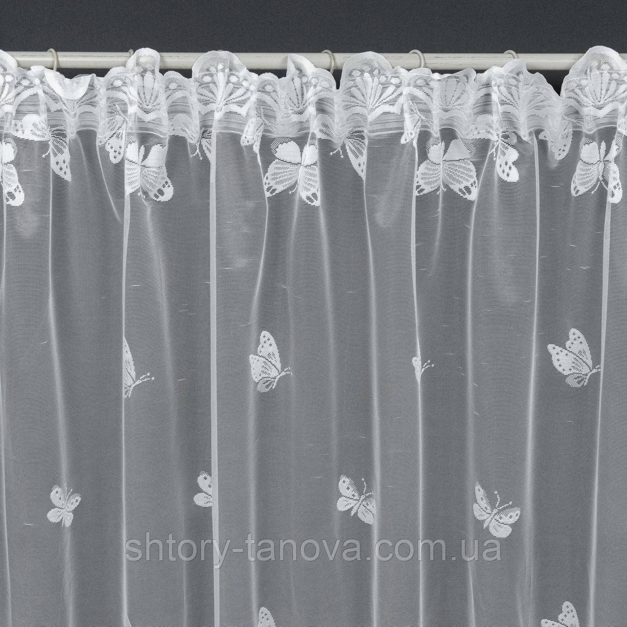 Тюль купон Метелики з фестоном білий 300/185 см (70947) - фото 1 - id-p2171383113