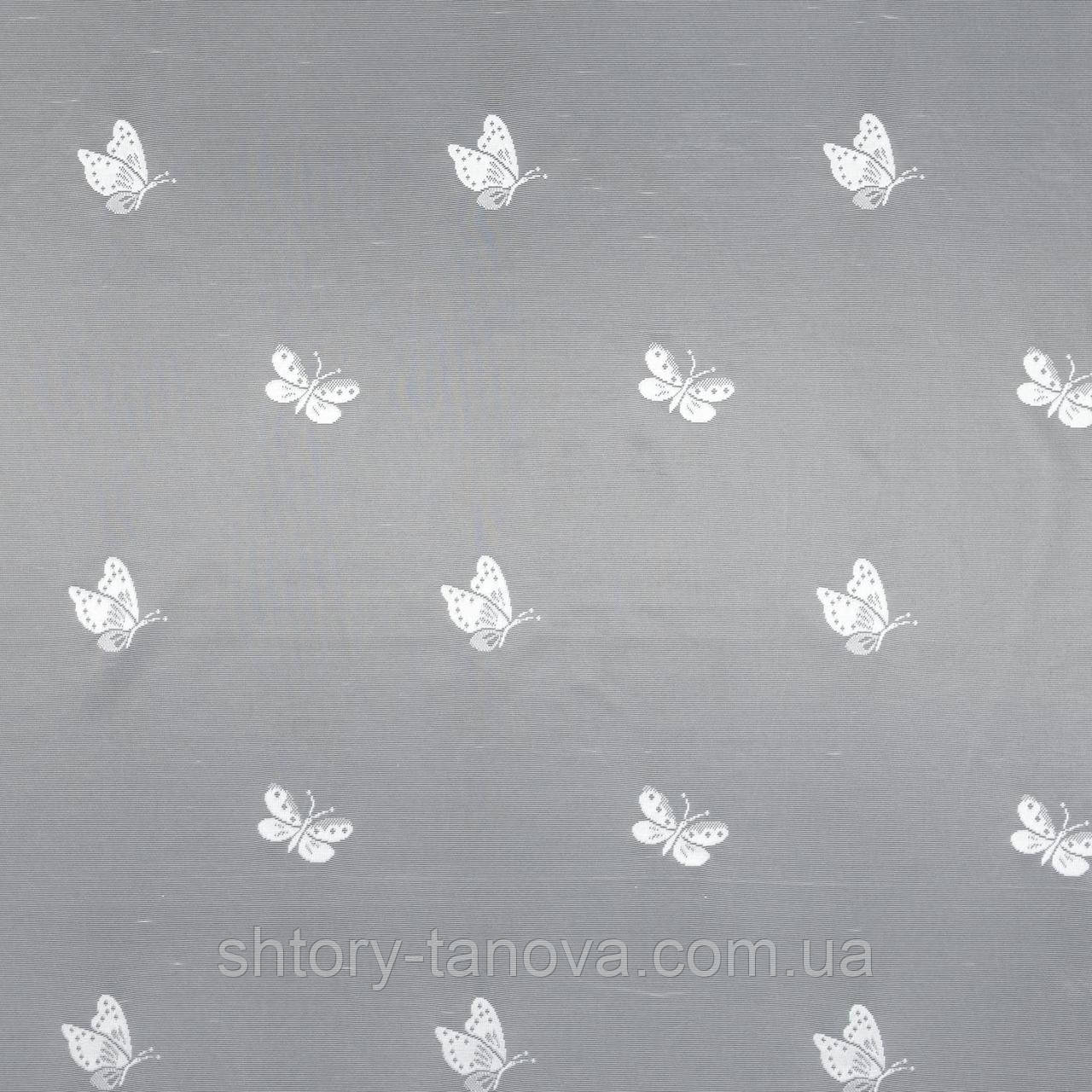 Тюль купон Метелики з фестоном білий 300/185 см (70947) - фото 2 - id-p2171383113