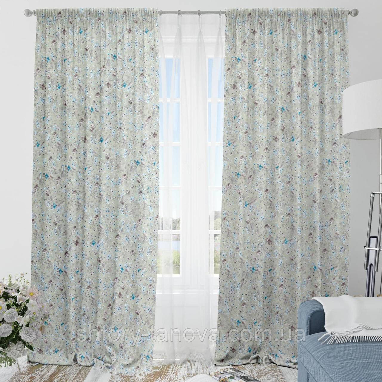 Штора Квіралт квіти дрібні, фон олива 150/270 см (131193), фото 1