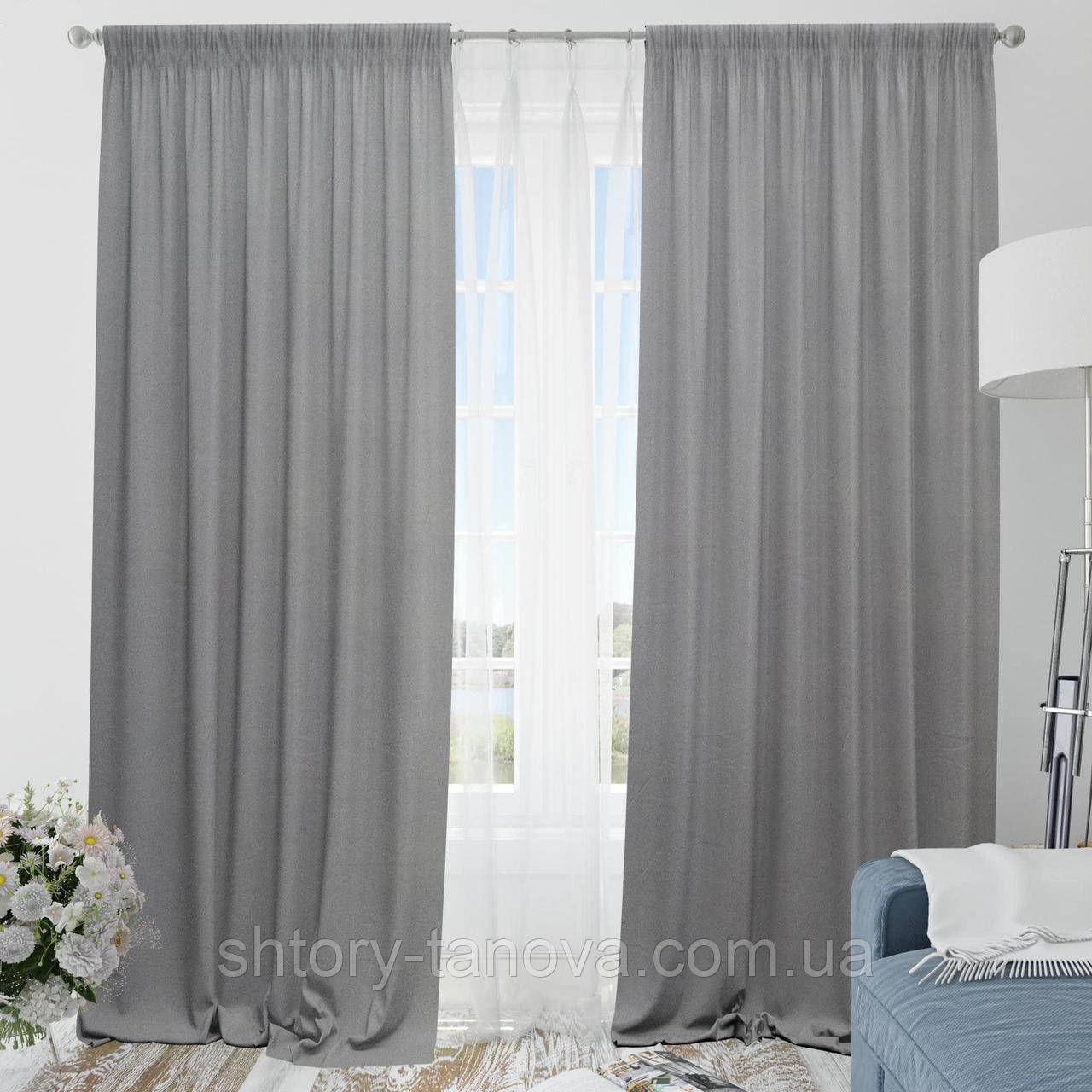 Штора Блекаут меланж Вуллі колір сіро-сизий 200/270 см (348696), фото 1