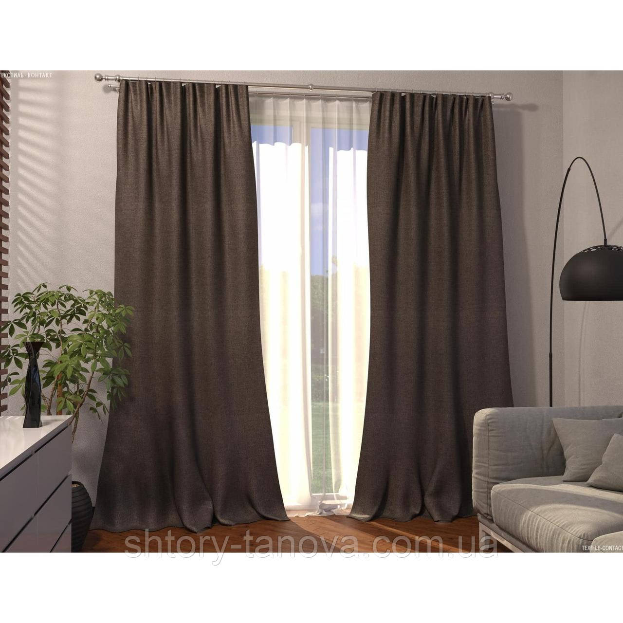 Штора Блекаут меланж коричневий 150/270 см (169269), фото 1