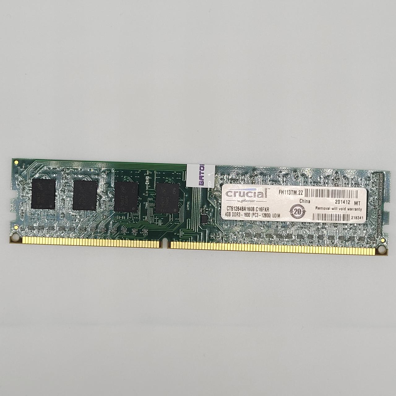 Оперативна пам'ять Crucial DDR3 4Gb 1600MHz PC3 12800U 2R8 CL11 (CT51264BA160B.C16FKR) Б/У